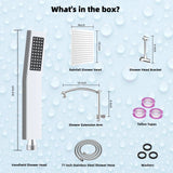 All Metal 10'' Rainfall Shower Head, Square Shower Head Combo, High Pressure Handheld Shower