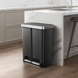 Kitchen Recycling Trash Can 16 Gallon Dual Compartment Step Operated Plastic