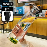 Large Capacity Glass Water Bottle Transparent Milk Juice Cup  for Tour Outdoor Sports
