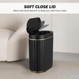 Black Bathroom Trash Can with Lid 2 Gallon Sensor Trash Bin, Automatic Narrow Garbage Can