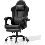 Athena Collection Carbon Fiber Black Gaming Chair - Ergonomic with Footrest