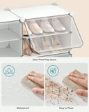 SONGMICS Shoe Rack, 12 Cubes With Doors, 48 Pair Plastic For Bedroom