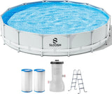 JOYFY Round Above Ground Pool 12ft/10ft/15ft Outdoor with Filter Pump
