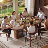 Walnut 70 Inch Oval Dining Table for 6-8 People, Modern Large Dining Room Table with 2-Tier Storage Space
