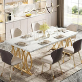 Modern Dining Table, 63" Large Kitchen Table for 4-6 People, Unique Rectangular