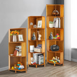 Corner Bamboo Bookcase,3/4/5 Tiers Brown A-Shaped Freestanding Display Bookshelf