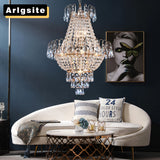 16.9" Luxury Retro Crystal Chandelier European Style Imperial Style Copper Color