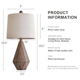 20.25' Living Room Rustic Linen Bedside Nightstand Lamps, Set of 2