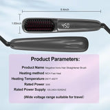 Hair Straightening Comb, Negative Will Not Damage Hair, Wireless and Portable for Home Use, Rechargeable Hair Straightener, Dual-Purpose Electric Hairdressing Comb for Straight and Curling