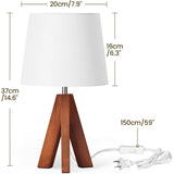 Small Tripod Table Lamps Set of 2 Modern Nightstand Lamp with Fabric Shade