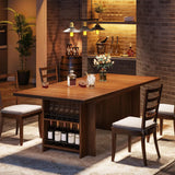 Farmhouse Dining Table for 6 to 8, 63-Inch Rectangular Kitchen Table with Storage