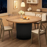 47" Round Dining Table for 4-6 People, Dining Room Table with Sturdy Waveform Metal
