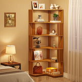 Tribesigns 6 Tier Corner Bookshelf, 64.96 Inch Tall Industrial Corner Bookcase with Anti-Drop Panel,Wood Grain Corner Shelf