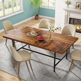 Tribesigns Dining Table for 6-8 People, 70.9-Inch Rectangle Wood Kitchen Table with Tube Metal Frame, Rustic Dining Room Table