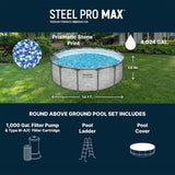 Steel Pro MAX 14' x 48"Outdoor Swimming Pool Set with Filter Pump, Ladder