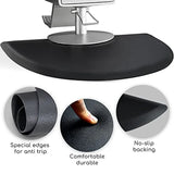 Salon Chair Anti-Fatigue Floor Mat for Barber Shop - 3'x5' Black Semi Circle for Hair Stylist