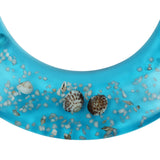Resin Toilet Seat Load Capacity 100kg/220lbs, 36*45cm Blue Toilet Seat w/ Cover