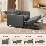 3-in-1 Convertible Sofa Bed in Linen Fabric for Living Room, Study, or Guest Room