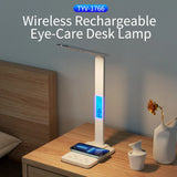 Folding Reading Desk Lamp USB Plug-In Desk Lamp 15W Wireless With Time