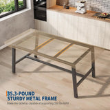 Industrial Dining Table or 4-6 People, 63" Long Large Kitchen Table with Sturdy Metal
