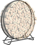 48 Inch Metal Firewood Rack Circle - Black Steel Log Holder for Indoor and Outdoor Use
