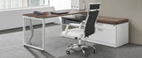 Furmax Ribbed Office Desk Chair Mid-Back PU Leather Executive Conference Task Chair Adjustable