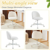 VINGLI White Modern Velvet Vanity Chair with Back - Silent Wheels Stylish Comfortable