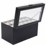 3Layers 25 Slot Watch Box Display Case Jewelry Sunglass Storage PU leather