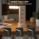 Flat Plug Surge Protector Tower Extension Cord w/ 12 AC Outlets 3 USB Ports