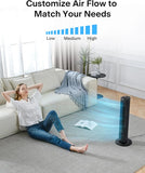 30 Inch Oscillating Tower Fan with 3 Speed Settings and Auto-off Timer