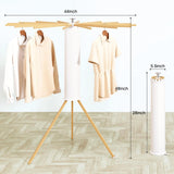 Heavy Duty Wooden Tripod Clothes Drying Rack 16 Rods 360° Airflow