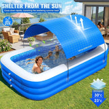 Inflatable Pool with Canopy for Adults & Kids, Large 110"x63"x20"