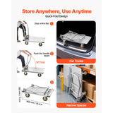 SucceBuy 2000 lbs Platform Truck Steel Flatbed Cart with Swivel Wheels & Handle Foldable Hand Push Dolly