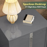 Nightstand Set of 2, Modern End Table with Drawers, High Gloss UV Finish
