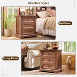 23.6" Wood Nightstand Set Roman Column 3 Drawers Side End Table Bedroom