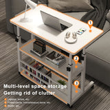 Swivel Wheel Home Desk Height Adjustable Bedside Table with Rolling Wheels Mobile Laptop Standing Desk