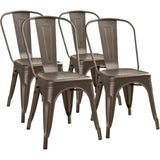 Classic Stackable Metal Dining Chair Set of 4, Indoor-Outdoor Bistro