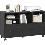 Lockable Rolling Filing Cabinet with Adjustable Shelves for Office Storage