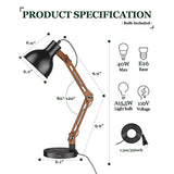 Modern LED Desk Lamp w/ Upgraded Wireless Charger USB C Charging Port