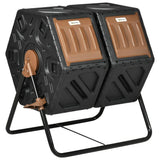 34.5 Gallon Composter Dual Chamber Compost Bin with Steel Legs