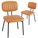 JHK Faux Leather Modern Dining Chairs Set of 2 Ergonomic Lumbar Support Foam Sponge Cushion Seat and Metal