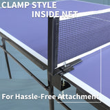 8 ft Blue Foldable Table Tennis Table Set, Portable Ping Pong Table with Net
