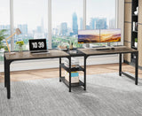Tribesigns 90.55'' 2 Person Desk with Storage Shelves, Double Computer Desk