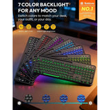 Backlit Typewriter Keyboard and Mouse Set with Magnetic Wrist Rest and Phone Holder