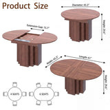 Round Dining Table, 45.361 Space Saving Oval Kitchen Table with SelfStoring Butterfly Leaf