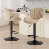 JHK Ergonomic Modern 360° Swivel Dining Chairs Set of 2 Adjustable Fabric Upholstered Kitchen