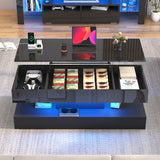 High Glossy LED Coffee Tables for Living Room, Center Table with Storage