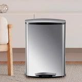 50L/13Gal Heavy Duty Hands-Free Stainless Steel Kitchen Trash Can