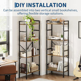 Triple 4 Tier Tree-Shaped Book Shelf 14 Open Display Shelves Wooden Metal Frame Freestanding Storage