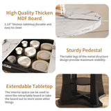 Extendable Dining Table 43"-59" for 4-6, White Faux Marble Round Kitchen Dining Room Table